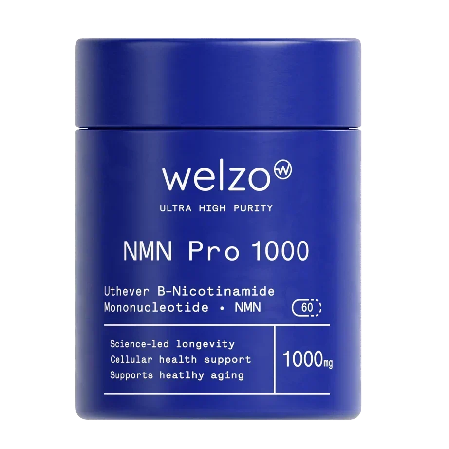 Welzo NMN Pro 1000 supplement bottle for NAD+ support and healthy ageing