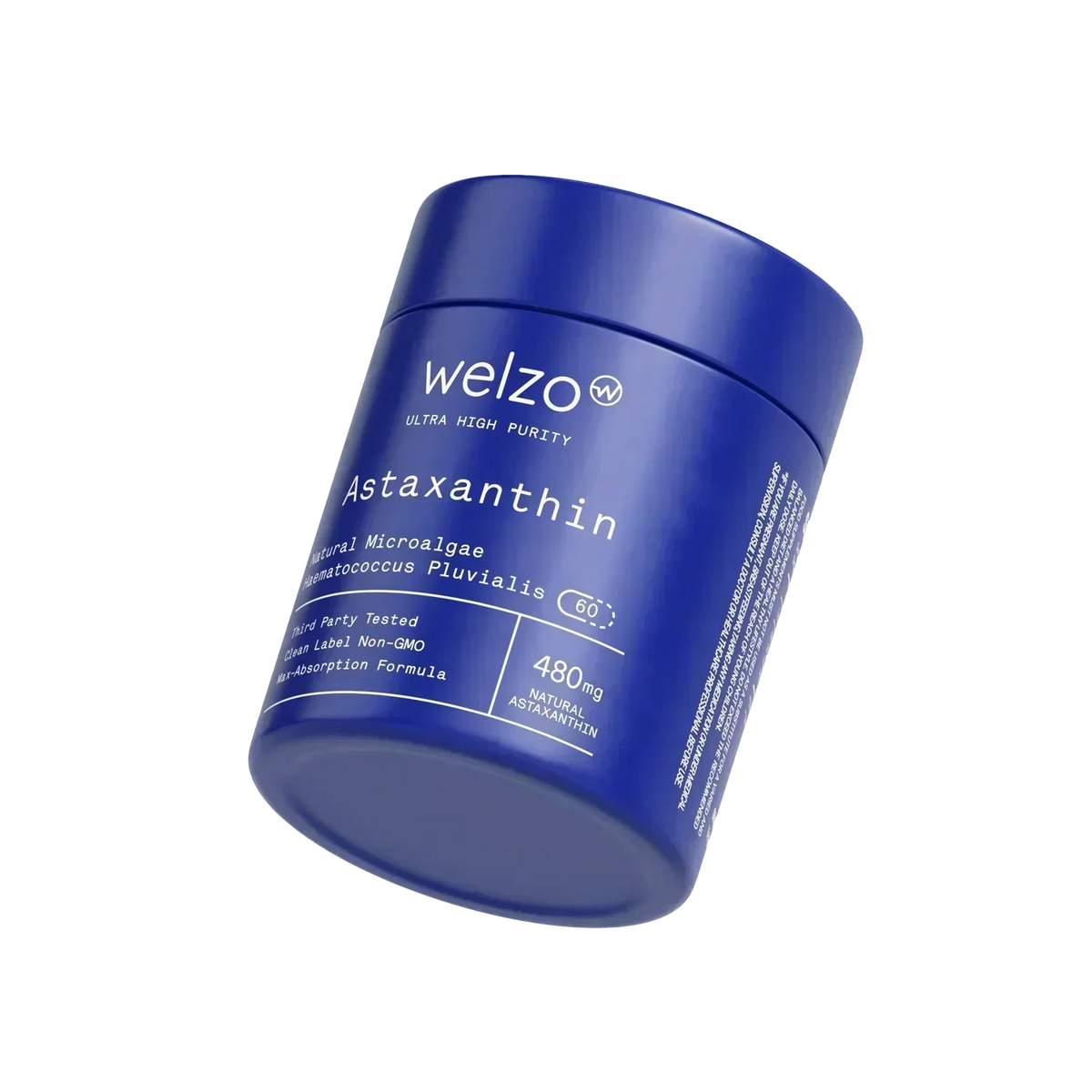 Welzo Ultra Purity Astaxanthin supplement bottle featured in the best astaxanthin supplements guide