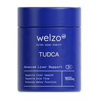 Welzo Ultra High Purity TUDCA supplement bottle containing Tauroursodeoxycholic Acid capsules