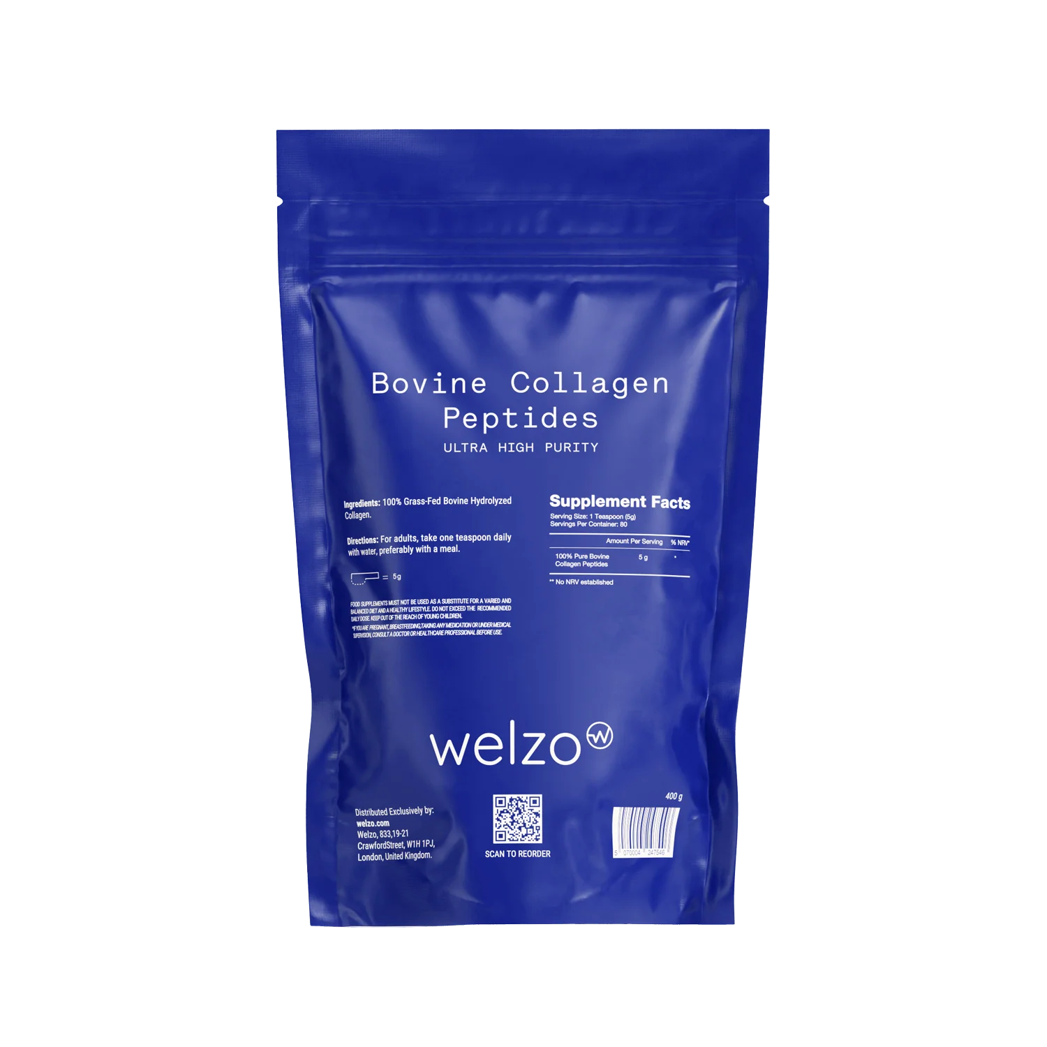 Pure Bovine Collagen Peptides Powder - Welzo Ultra Purity