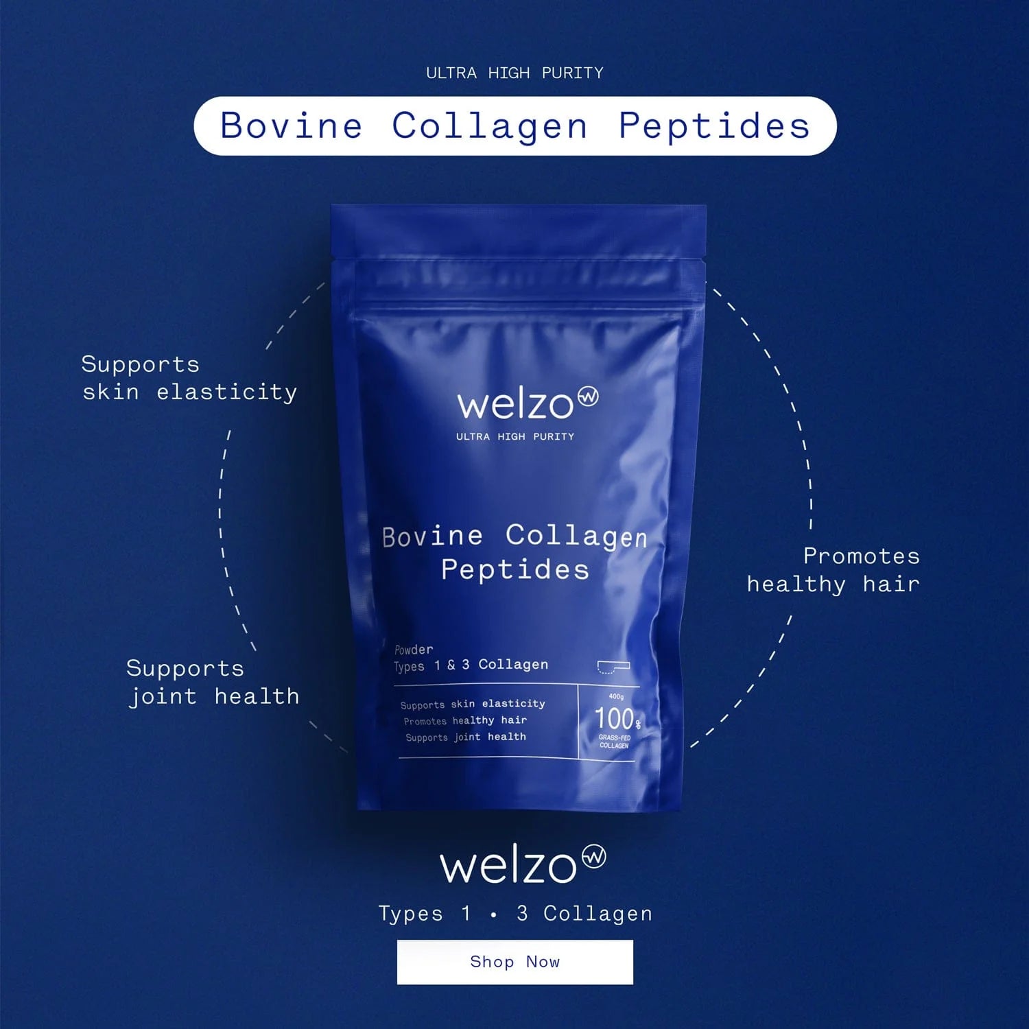 Pure Bovine Collagen Peptides Powder - Welzo Ultra Purity