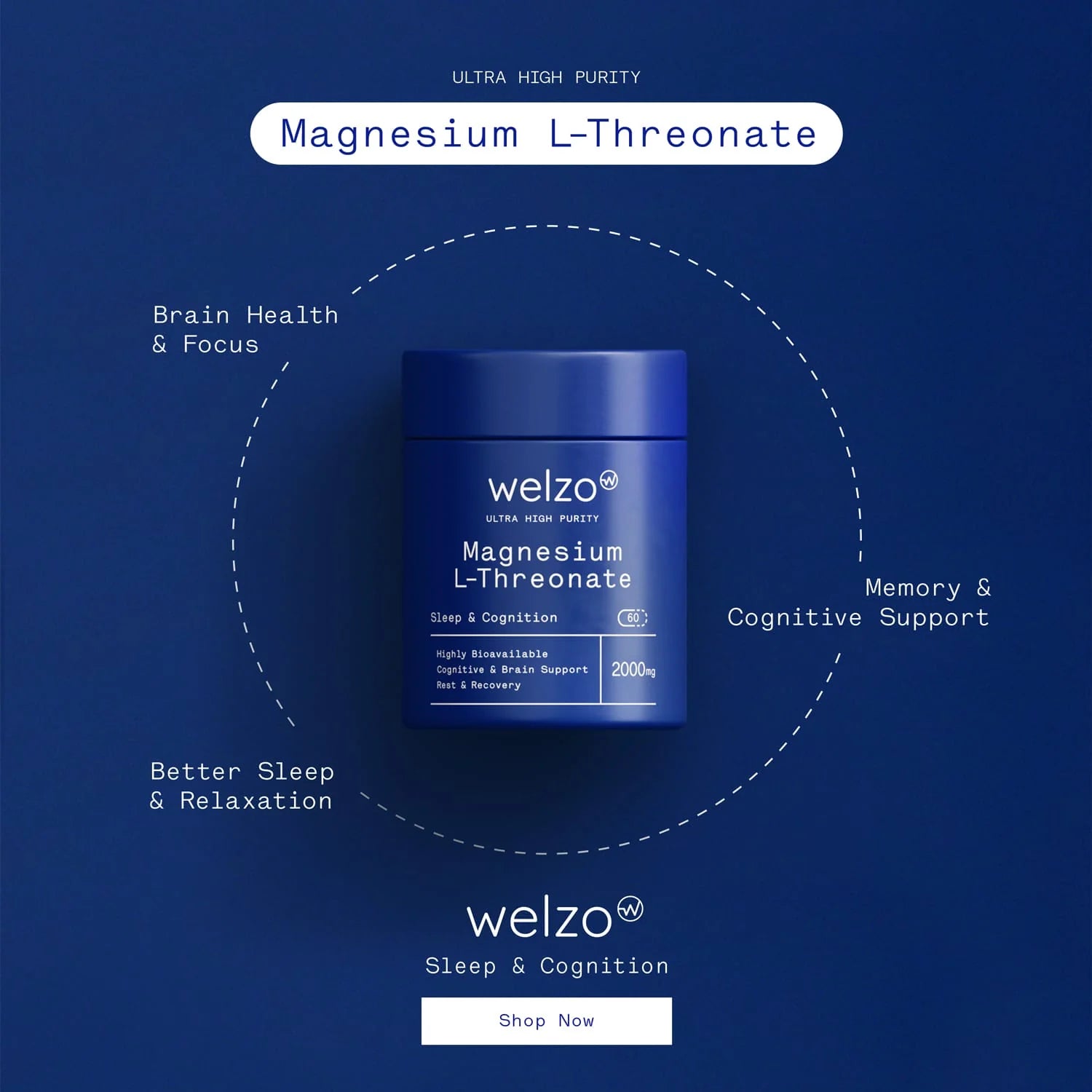 Welzo Ultra Purity Magnesium L-Threonate 2000mg