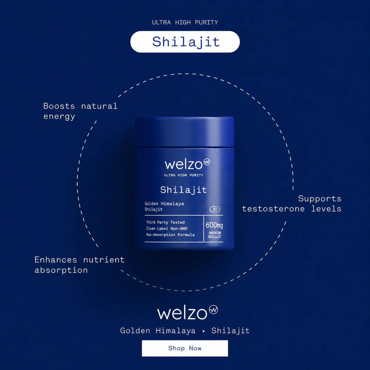 Welzo Ultra Purity Himalayan Golden Shilajit Complex 10,000mg