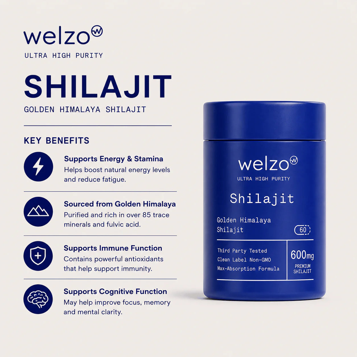 Welzo Ultra Purity Himalayan Golden Shilajit Complex 10,000mg