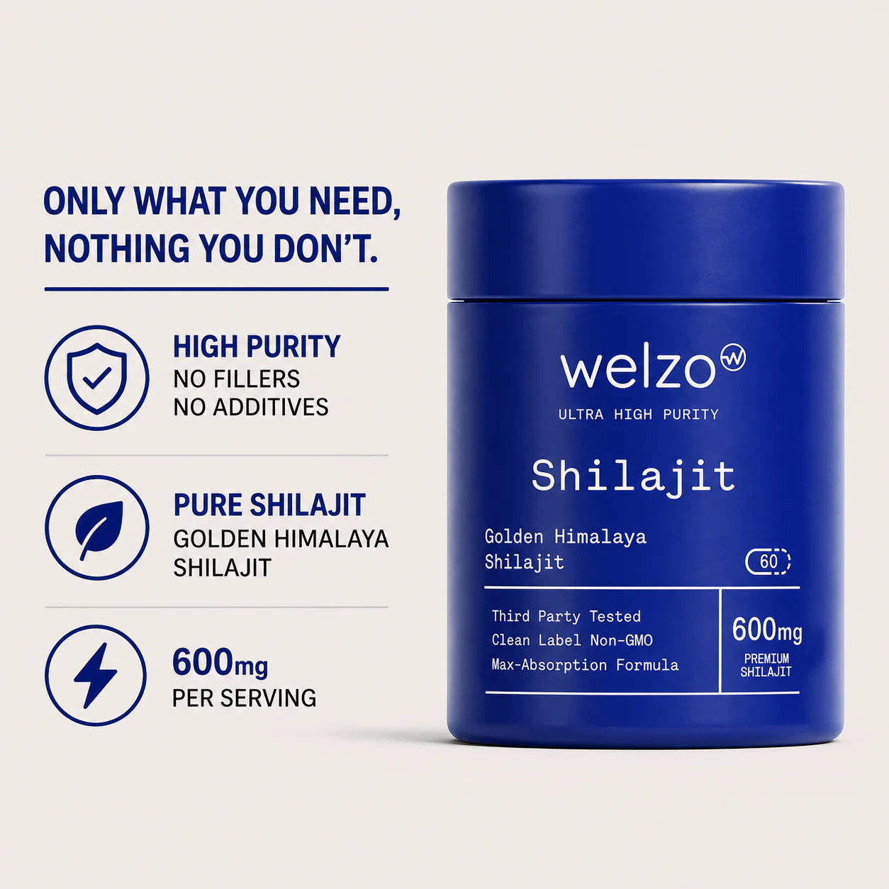 Welzo Ultra Purity Himalayan Golden Shilajit Complex 10,000mg